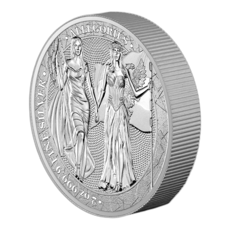 2 Troy ounce zilveren munt Columbia Allegories 2019 angle 1