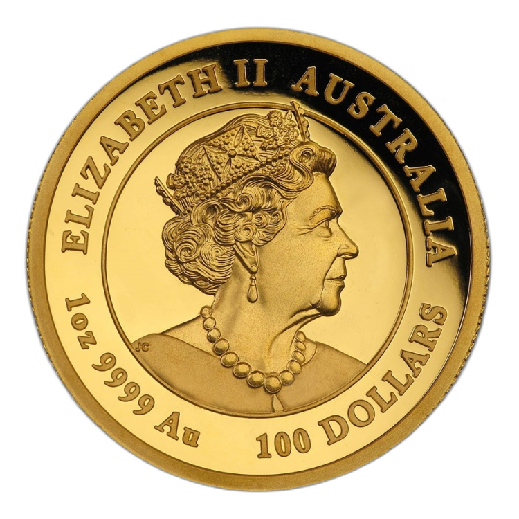 1 Troy ounce golden coin Lunar 2020 Proof angle 3
