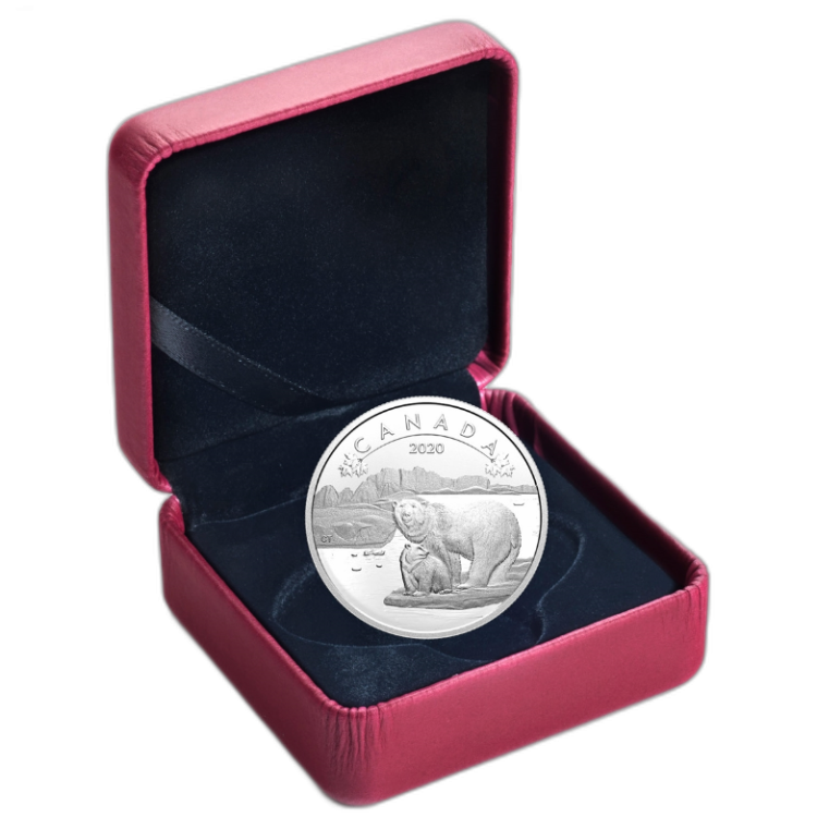 Silver coin polar bears O Canada series 2020 back
