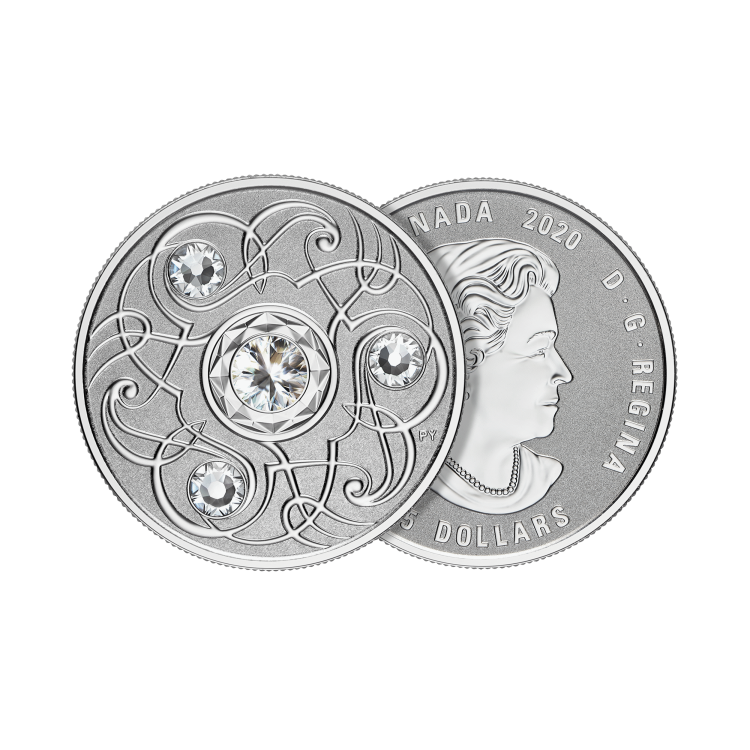 Zilveren munt April Birthstone Swarovski 2020 perspectief 1