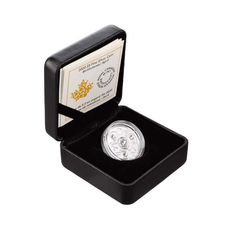 Zilveren munt April Birthstone Swarovski 2020 perspectief 2