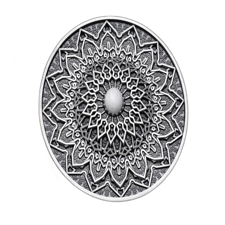 3 troy ounce silver coin mandala art VI 'Persian' angle 1