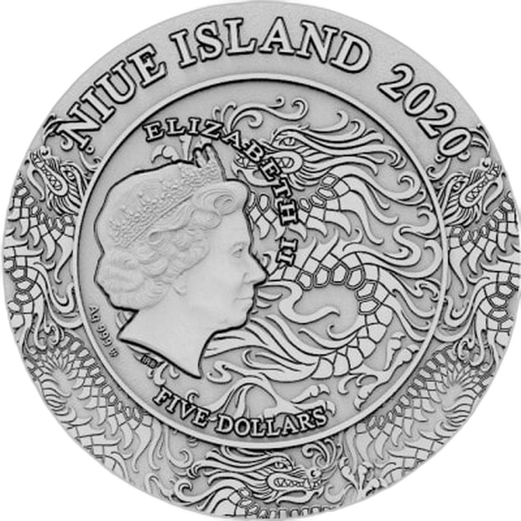 2 troy ounce zilveren munt Zhuge Liang achterkant