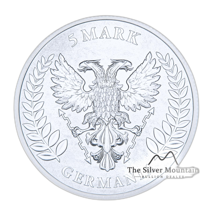 1 Troy ounce zilveren munt Germania 2020 perspectief 2