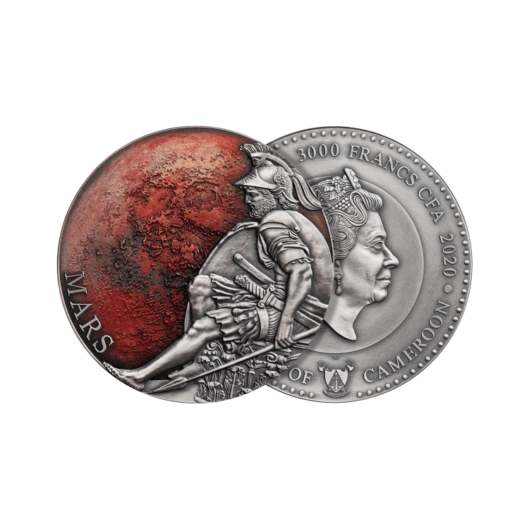 3 troy ounce silver coin Cameroon - Mars 2020 angle 2