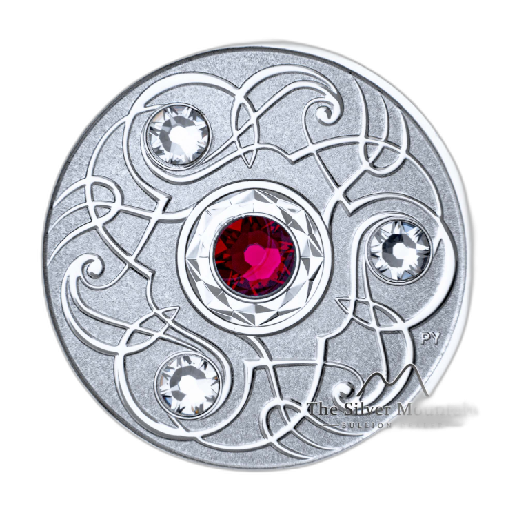 Silver coin July Birthstone Swarovski 2020 back