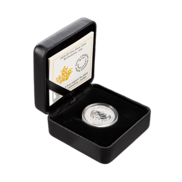 Silver coin July Birthstone Swarovski 2020 angle 2