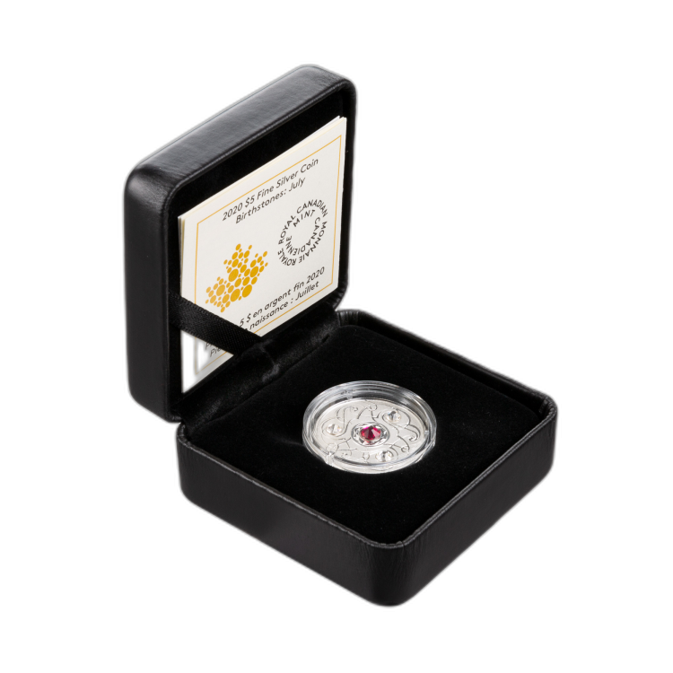 Silver coin July Birthstone Swarovski 2020 angle 3