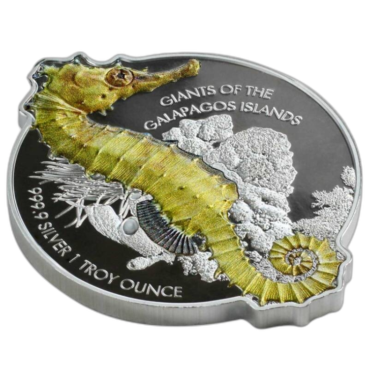 1 troy ounce zilveren munt Zeepaardje Proof 2020 perspectief 3