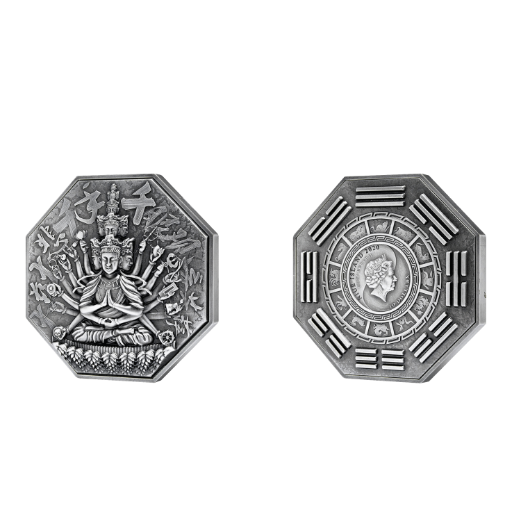 5 troy ounce zilveren munt Akasagarbhas godin van genaden 2020 perspectief 2
