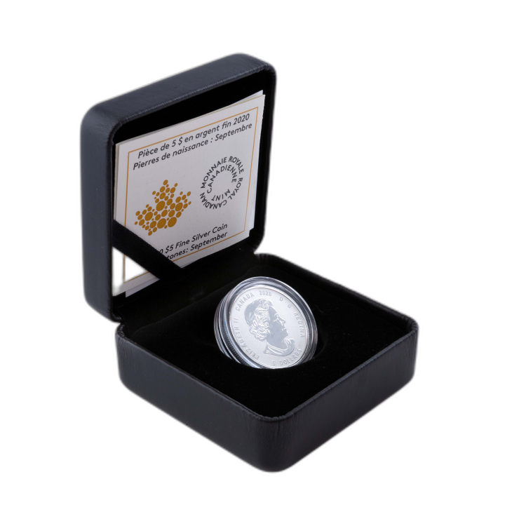 Zilveren munt september Birthstone Swarovski 2020 perspectief 4