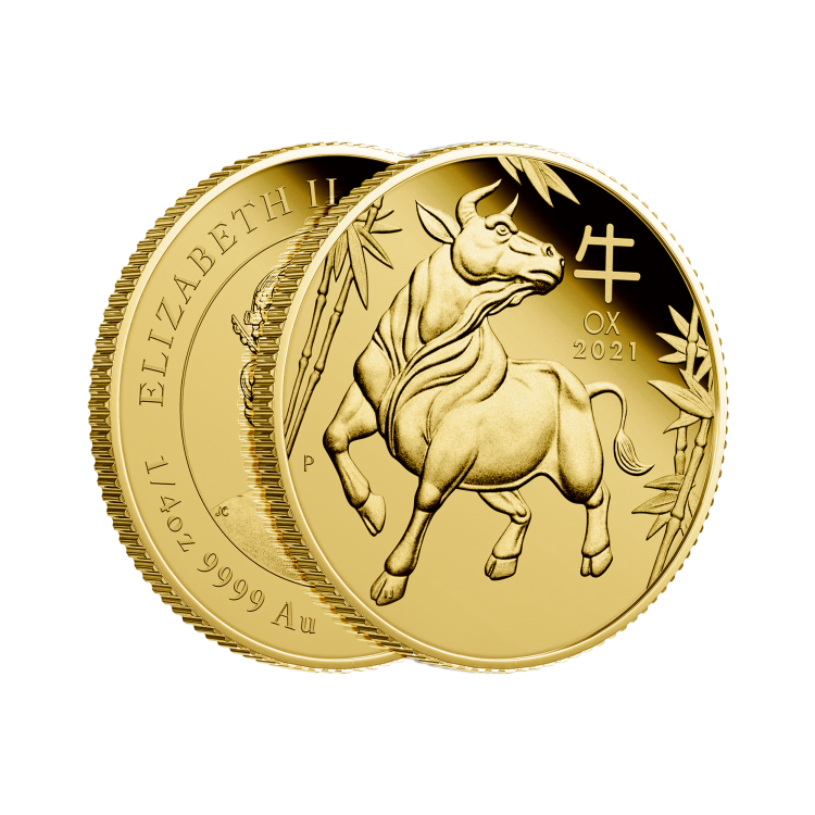 1/4 troy ounce gold coin Lunar 2021 angle 2