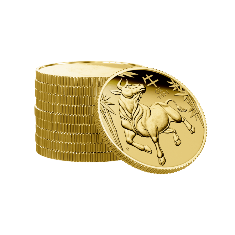 1/4 troy ounce gold coin Lunar 2021 angle 3