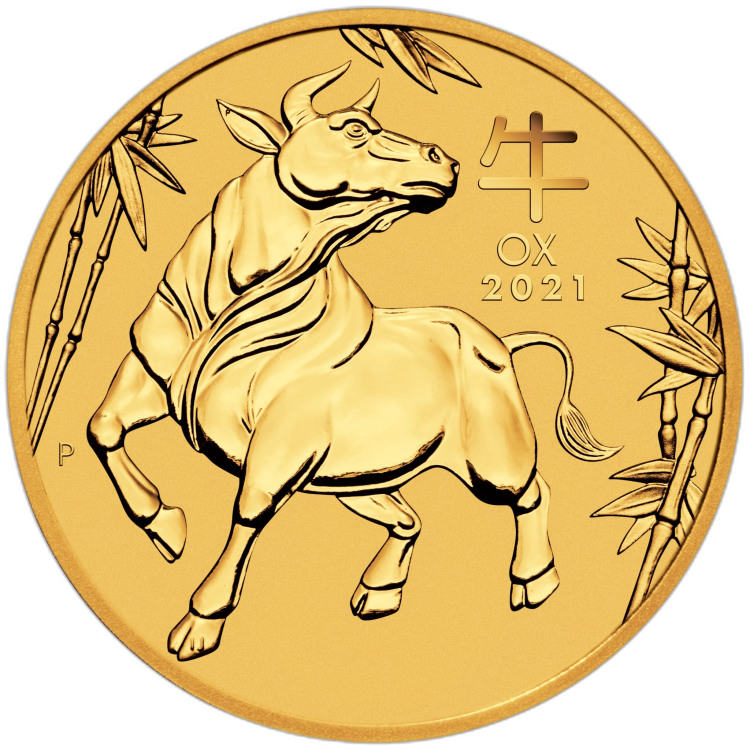10 Troy ounce gouden munt Lunar 2021 achterkant