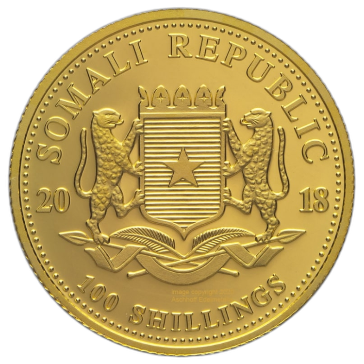 1/10 Troy ounce gouden munt Somalische Olifant back