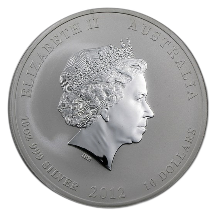10 Troy ounce zilveren munt Lunar 2012 achterkant