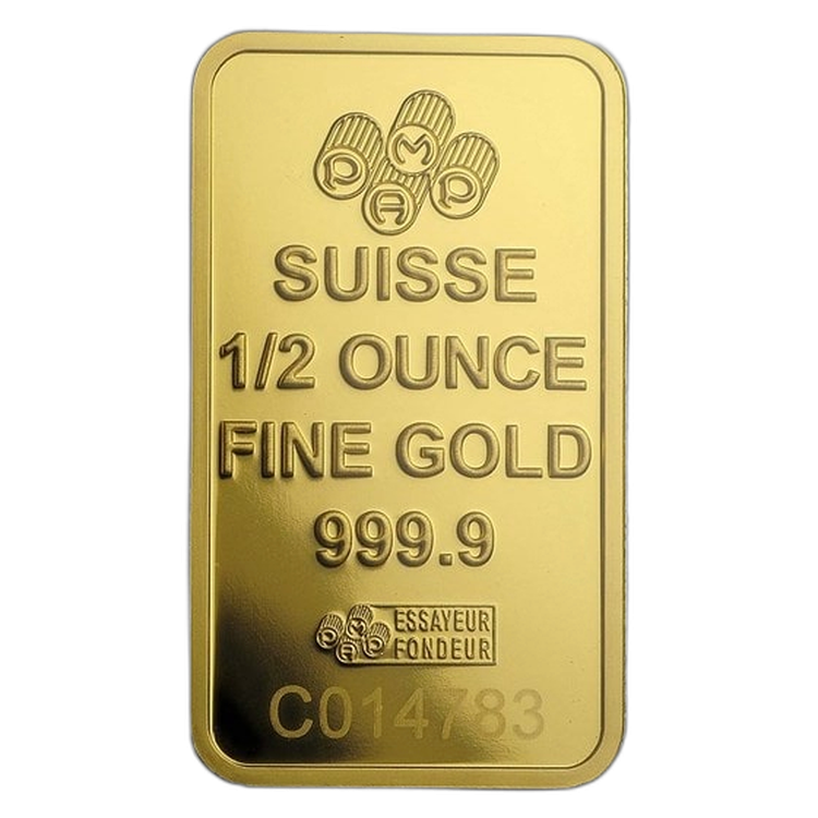 1/2 Troy ounce gouden baar Pamp Suisse achterkant