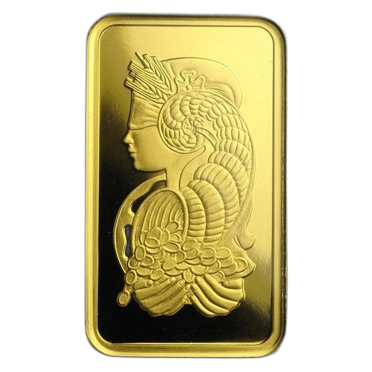 1/2 Troy ounce gouden baar Pamp Suisse perspectief 1