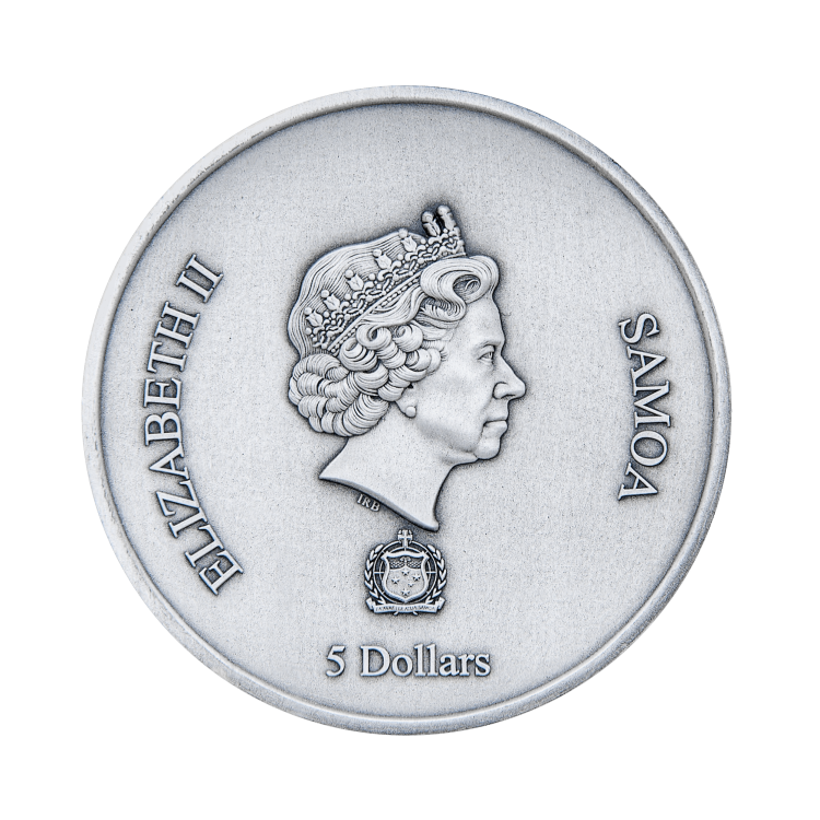 2 troy ounce zilveren munt Samoa Avalokiteshvara Piedfort - antieke afwerking 2020 achterkant