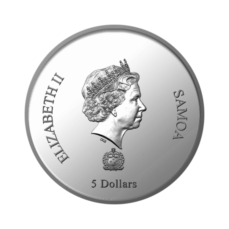 2 troy ounce zilveren munt Samoa Hygieia Piedfort - antieke afwerking 2020 achterkant