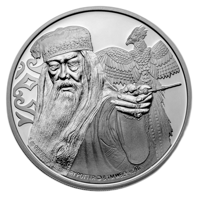1 troy ounce silver coin Harry Potter - Albus Bumbledore 2020 proof angle 3