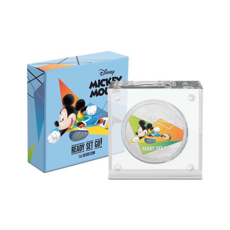 1 troy ounce zilveren munt Disney Mickey Mouse - ready set go proof 2020 perspectief 1
