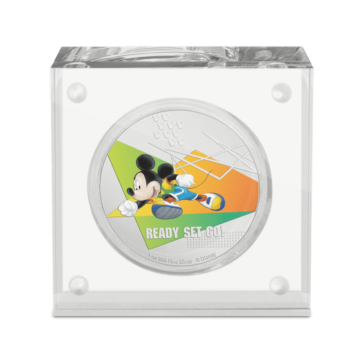 1 troy ounce zilveren munt Disney Mickey Mouse - ready set go proof 2020 perspectief 3