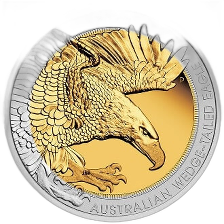 1,5 troy ounce zilveren munt wigstaartarend Bi-Metaal Proof 2020 achterkant