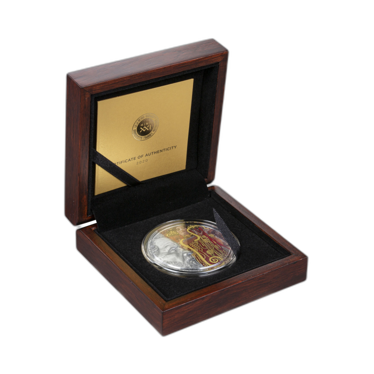 2 troy ounce zilveren munt Gustav Klimt 2020 perspectief 1