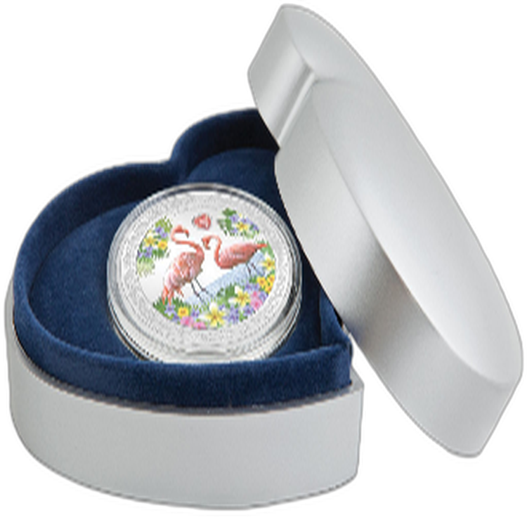 1 troy ounce zilveren munt Love is Precious - Flamingo's 2021 Proof achterkant