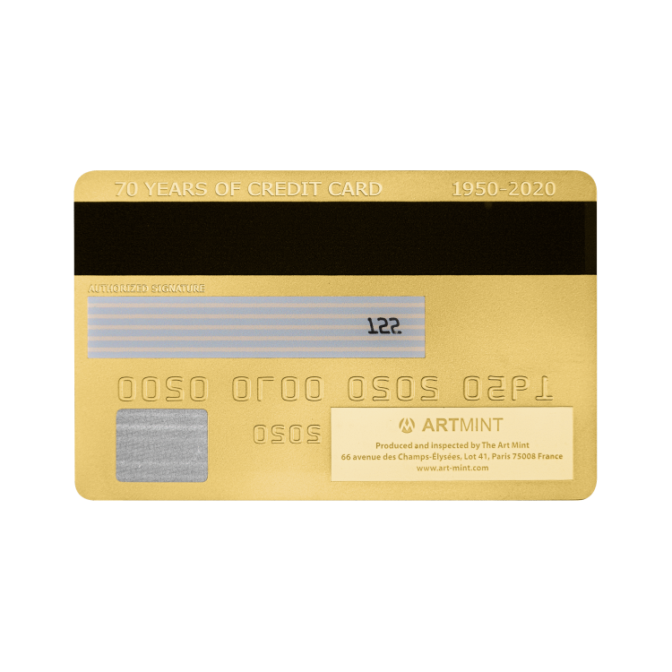 1,5 troy ounce zilveren credit card munt met goudlaag 2020 achterkant