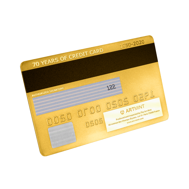 1,5 troy ounce zilveren credit card munt met goudlaag 2020 perspectief 4