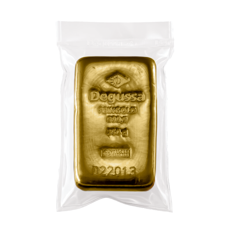 Goudbaar 250 gram Degussa angle 2