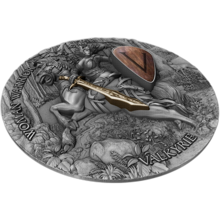 2 troy ounce silver coin female warrior - Valkyrie 2020 angle 1