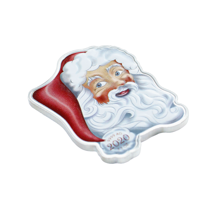1 troy ounce silver coin colored Santa Claus 2020 angle 1