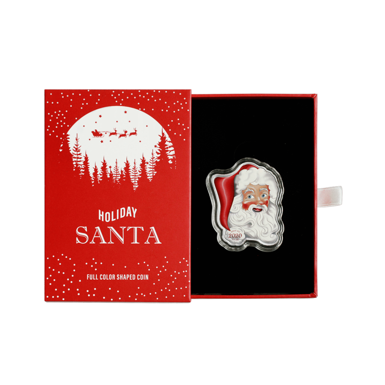 1 troy ounce silver coin colored Santa Claus 2020 angle 3