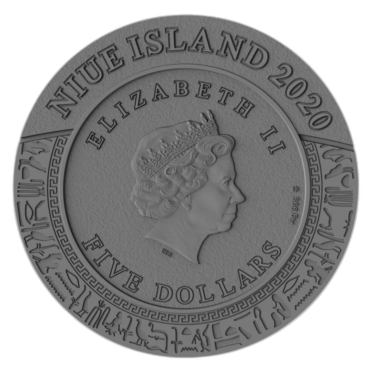 2 troy ounce zilveren munt God of Anger Horus Ultra High Relief 2020 achterkant