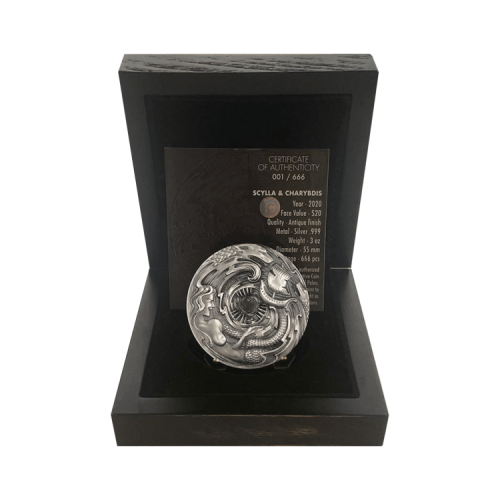 3 troy ounce zilveren munt Scylla and Charybdis Evil Within 2020 voorkant