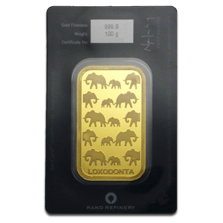 100 gram goudbaar Rand Refinery back