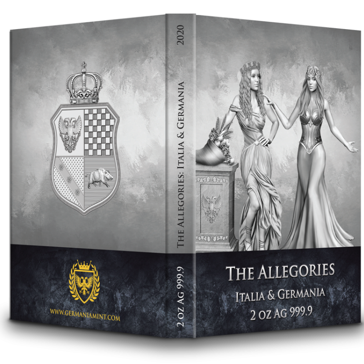 2 Troy ounce zilveren munt Germania en Italia 2020 achterkant