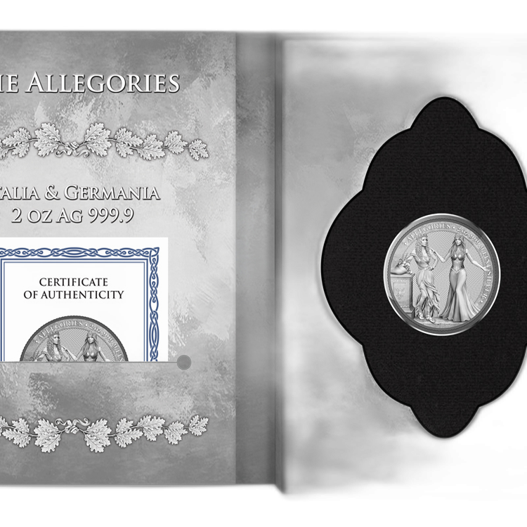 2 Troy ounce zilveren munt Germania en Italia 2020 perspectief 1