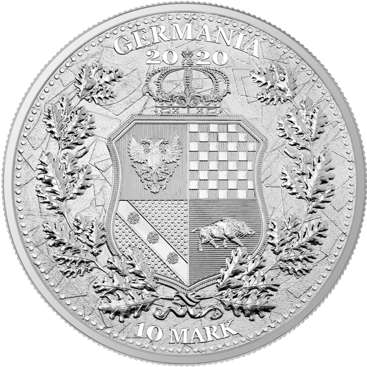 2 Troy ounce zilveren munt Germania en Italia 2020 perspectief 3