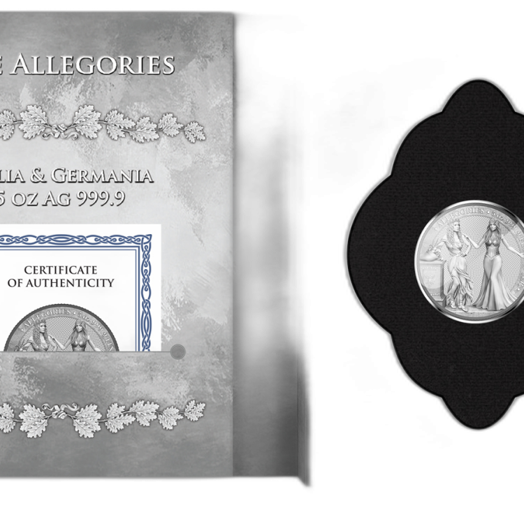 5 Troy ounce zilveren munt Germania en Italia 2020 perspectief 1