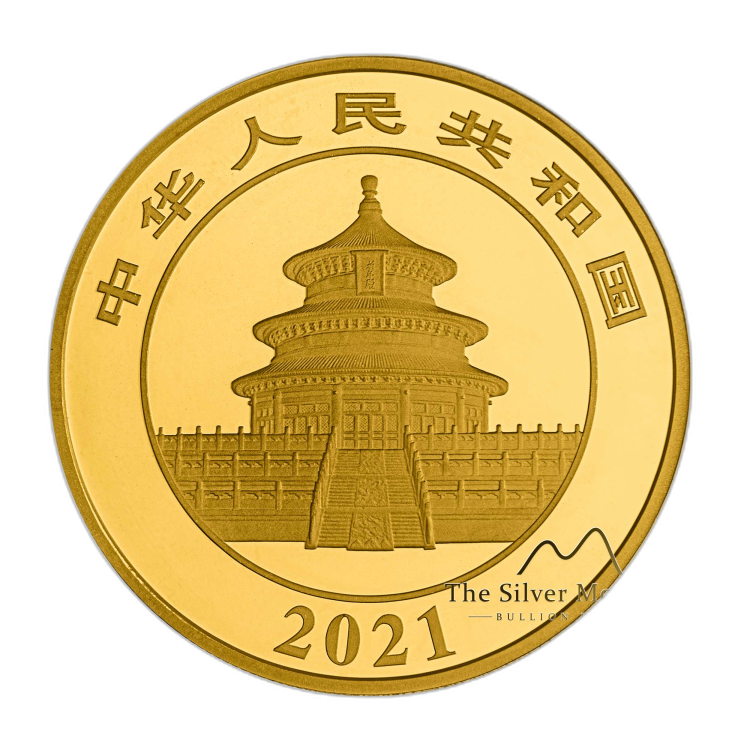 50 Gram gold coin Panda 2021 Proof angle 1