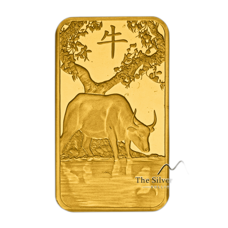 1 Troy ounce goudbaar Pamp Suisse Lunar jaar van de os 2021 achterkant