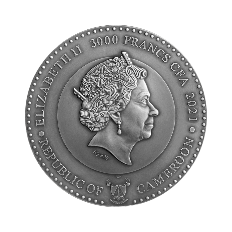 3 troy ounce zilveren munt Saturnus planeten en goden serie 2021 achterkant