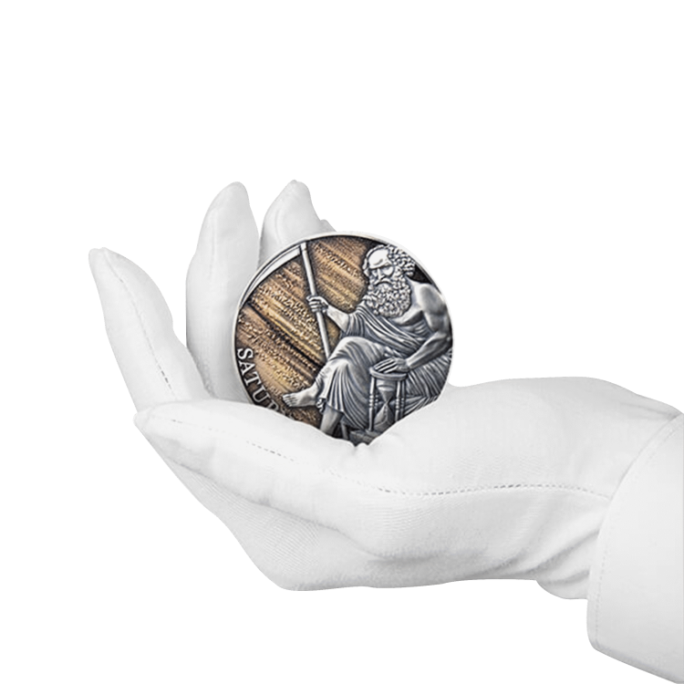 3 troy ounce zilveren munt Saturnus planeten en goden serie 2021 perspectief 2