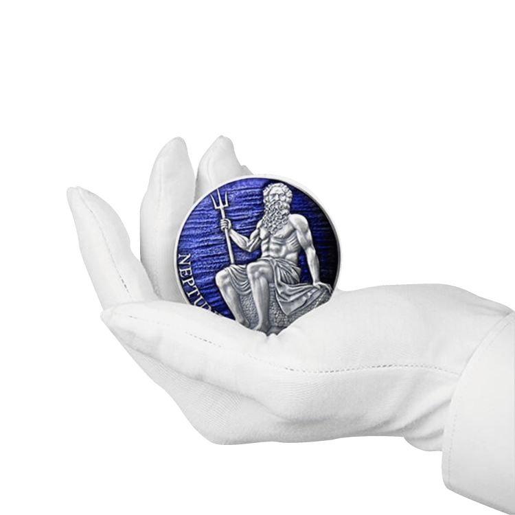 3 troy ounce zilveren munt Neptunus planeten en goden serie 2021 perspectief 2