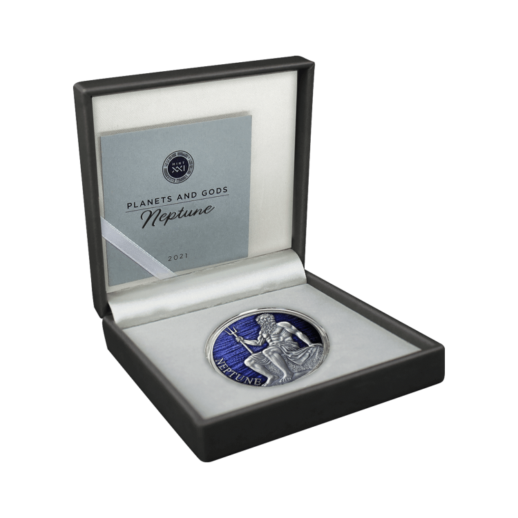 3 troy ounce zilveren munt Neptunus planeten en goden serie 2021 perspectief 3