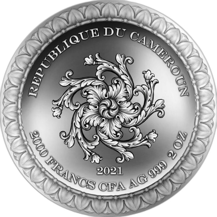 2 troy ounce silver Fortuna coin Celestial Beauty 2021 angle 2